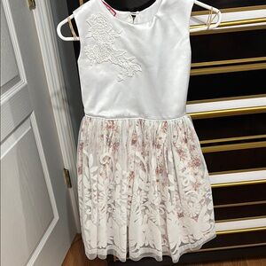 Elegant White Floral Kids Dress